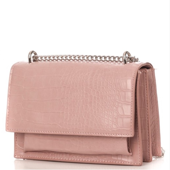 Handbags - "Emily" Pink Croc Embossed Handbag